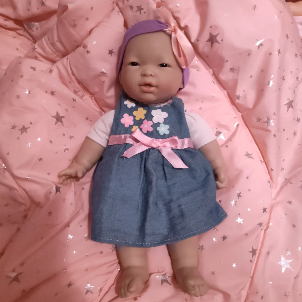 Asian Berengeuer Sweet Baby Doll in Denim Dress with Pink and Purple Details - Picture 2 of 16